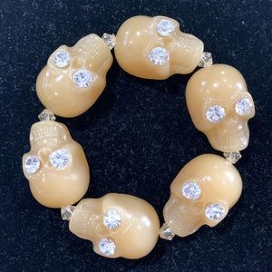 Tarina Tarantino Memento Mori carved skull bracelet